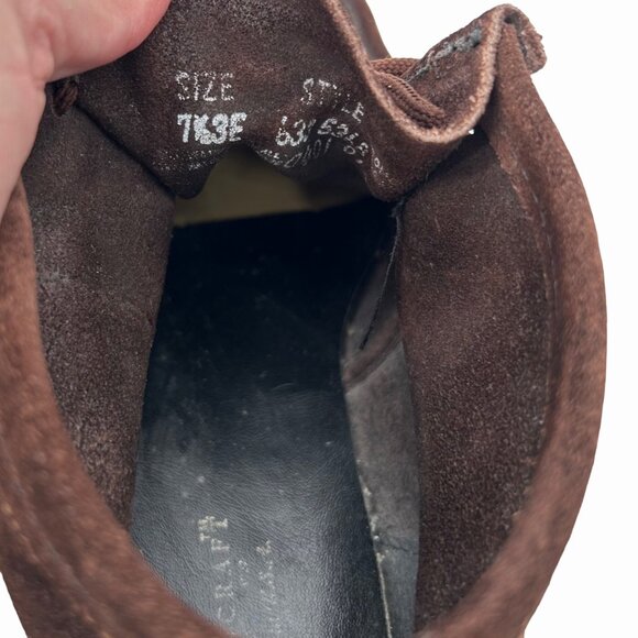 VINTAGE 70'S TOWNCRAFT DK BROWN SUEDE MEN'S LACE UP GUM SOLE CHUKKA BOOTS 7.5 - Picture 6 of 7